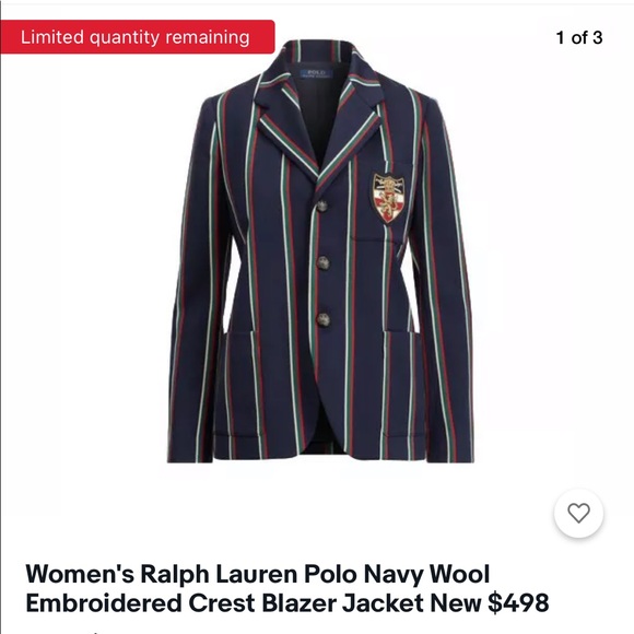 Polo Ralph Lauren Wool Navy Vintage Blazer - Picture 6 of 7